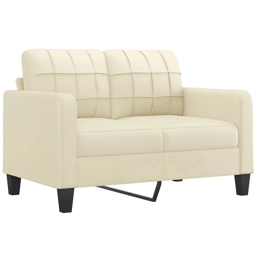 Sofa Set Cream Faux Leather 2 Piece Lounge Suite
