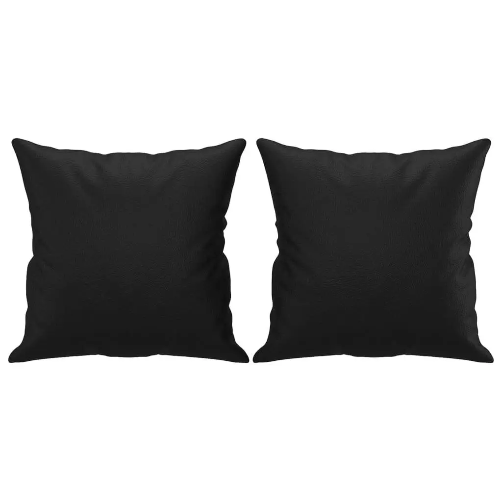 3 Piece Sofa Set Black Faux Leather Couch with Pillows