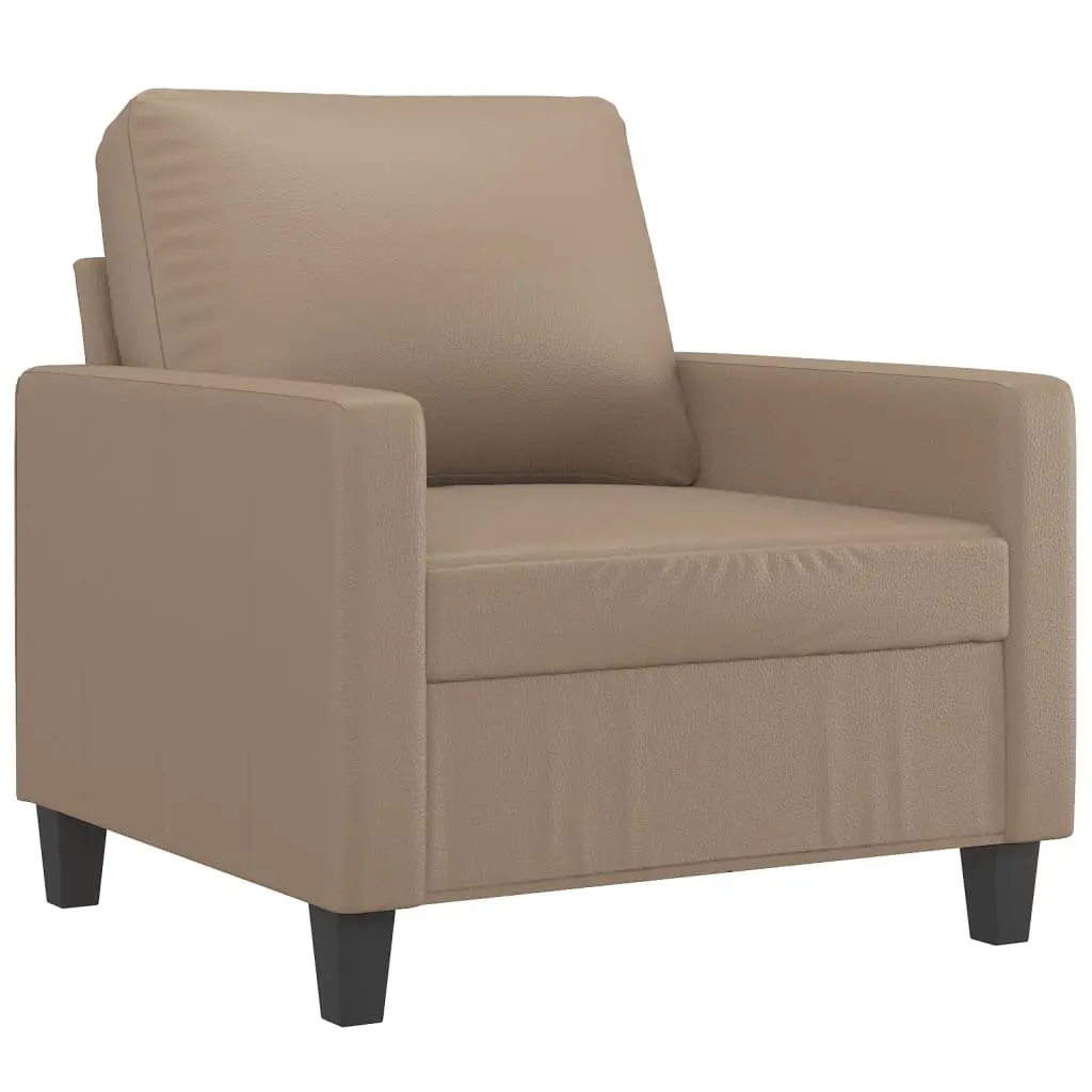 3 Piece Sofa Set Brown Faux Leather Contemporary Couch