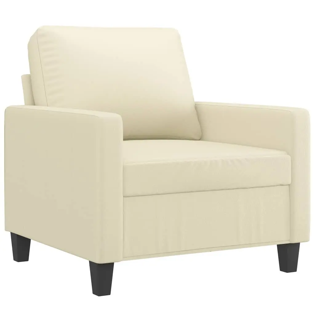 4 Piece Faux Leather Sofa Set Cream with Cushions Compact Living Room Furniture