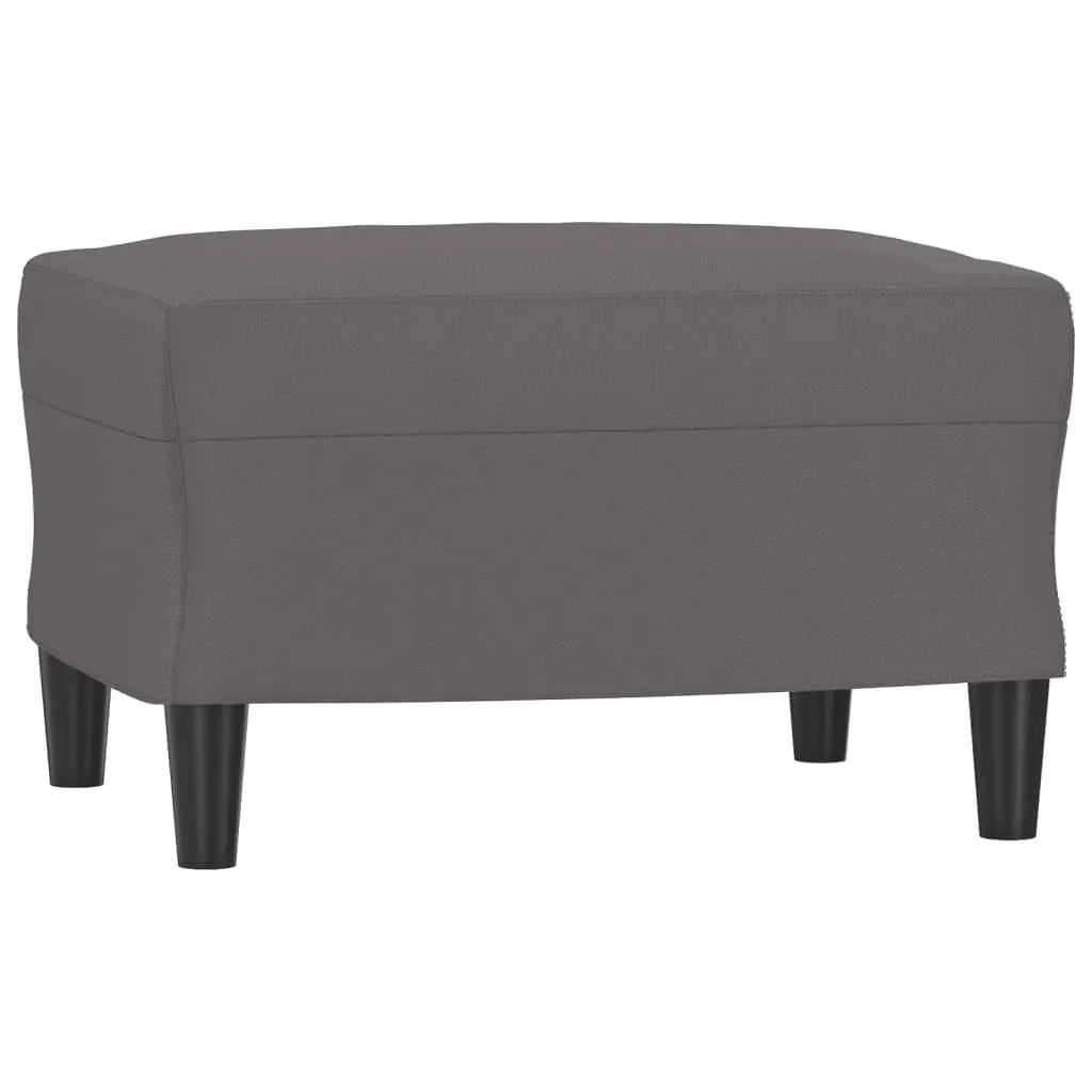 3 Piece Sofa Set Compact Faux Leather Grey Living Room Furniture with Footstool