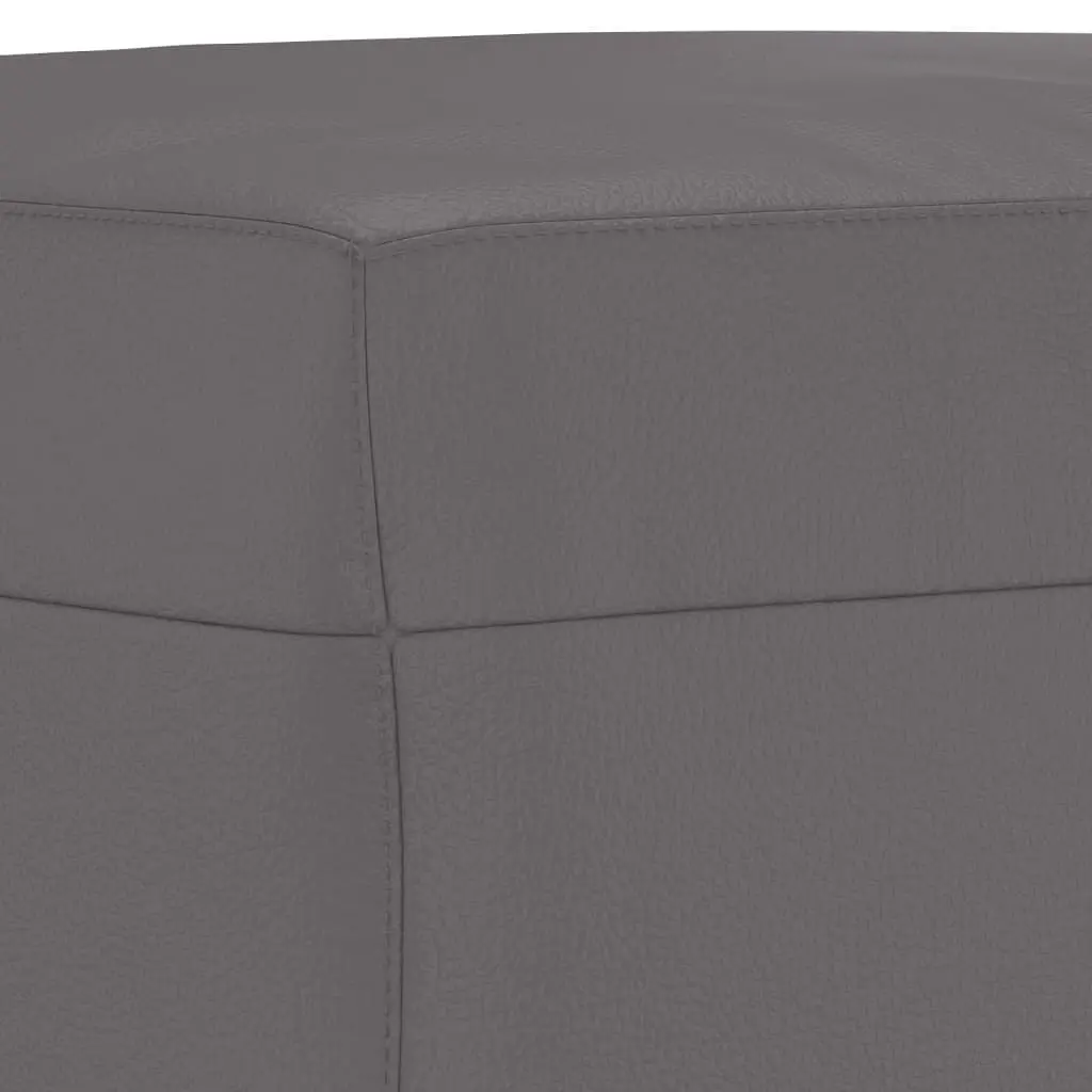 3 Piece Sofa Set Compact Faux Leather Grey Living Room Furniture with Footstool