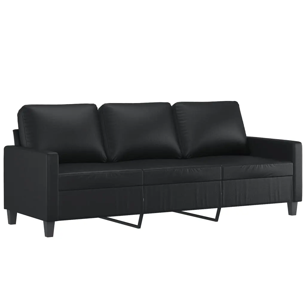 Sofa Set Modern Black Faux Leather 2 Piece Living Room Furniture
