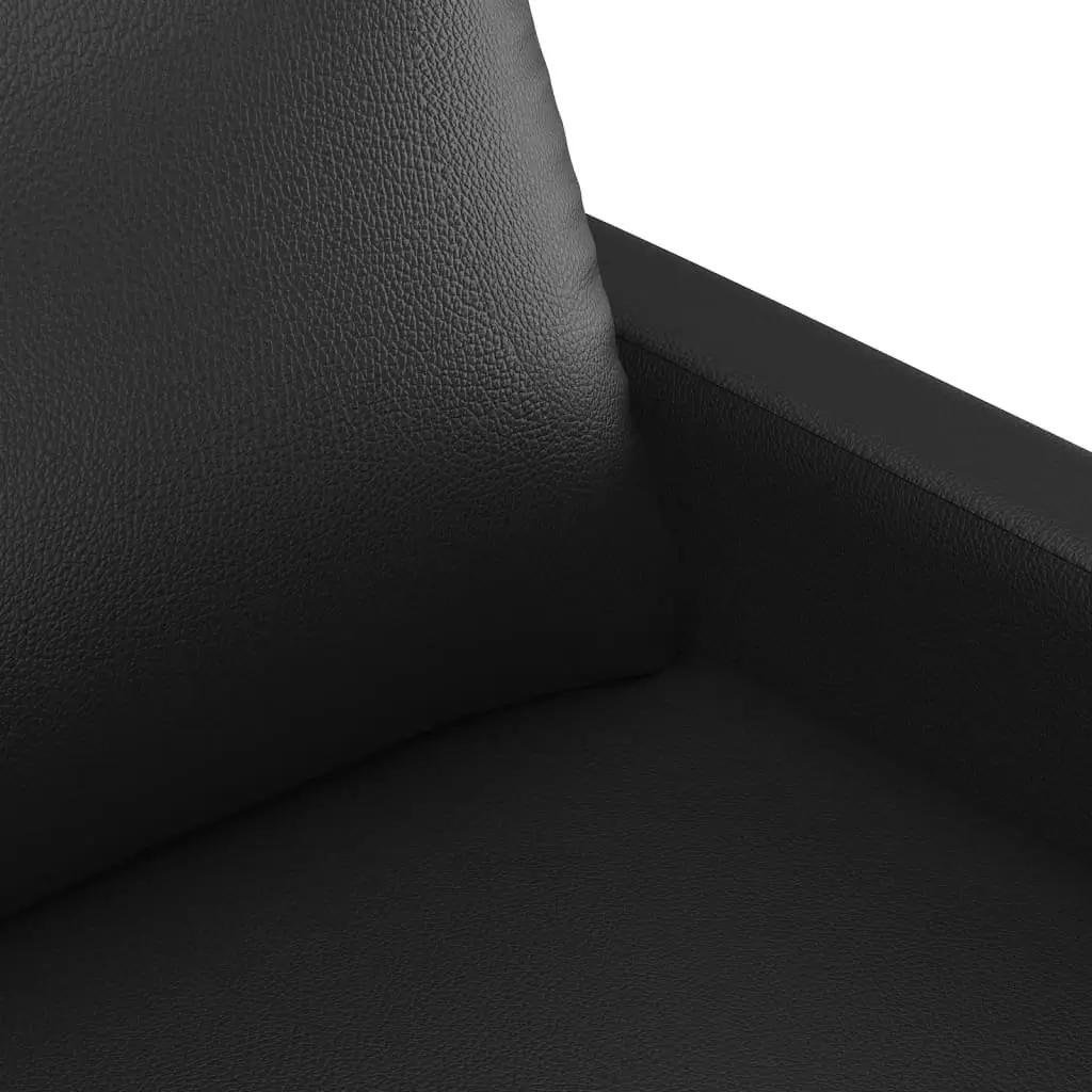 Sofa Set Modern Black Faux Leather 2 Piece Living Room Furniture
