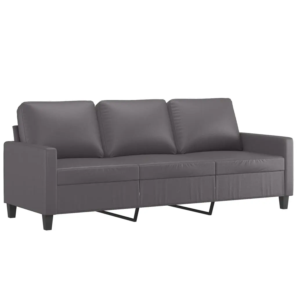 Sofa Set Grey Faux Leather 2 Piece Living Room Furniture