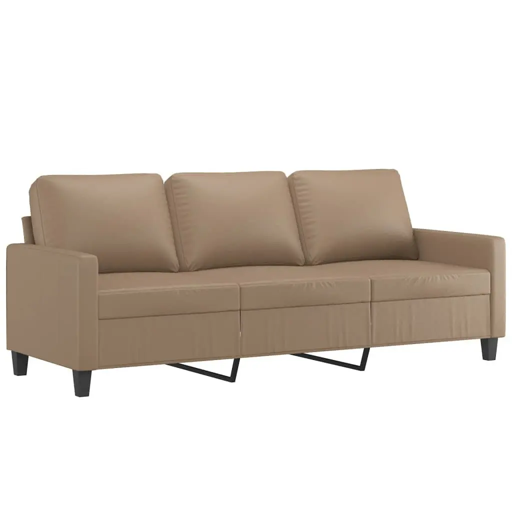 2 Piece Sofa Set Brown Faux Leather Contemporary Living Room Furniture