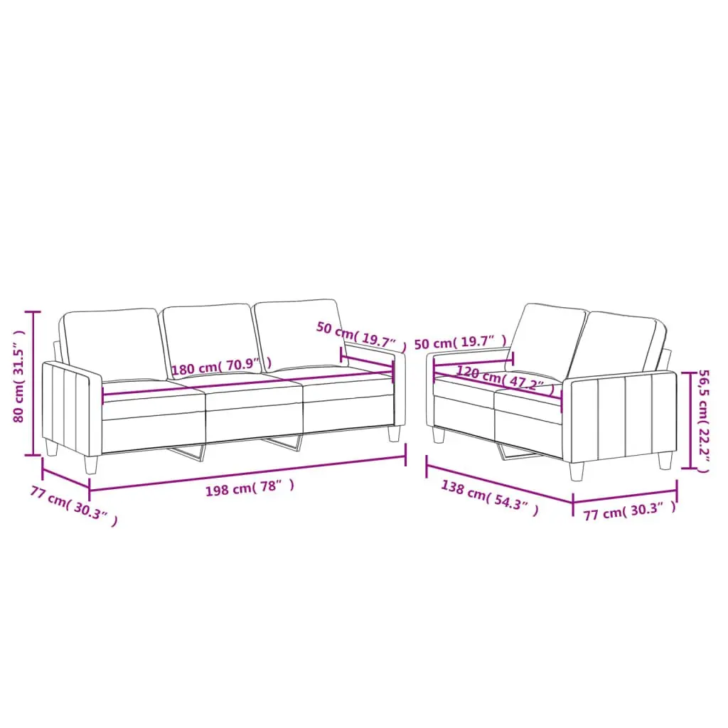 2 Piece Sofa Set Brown Faux Leather Contemporary Living Room Furniture