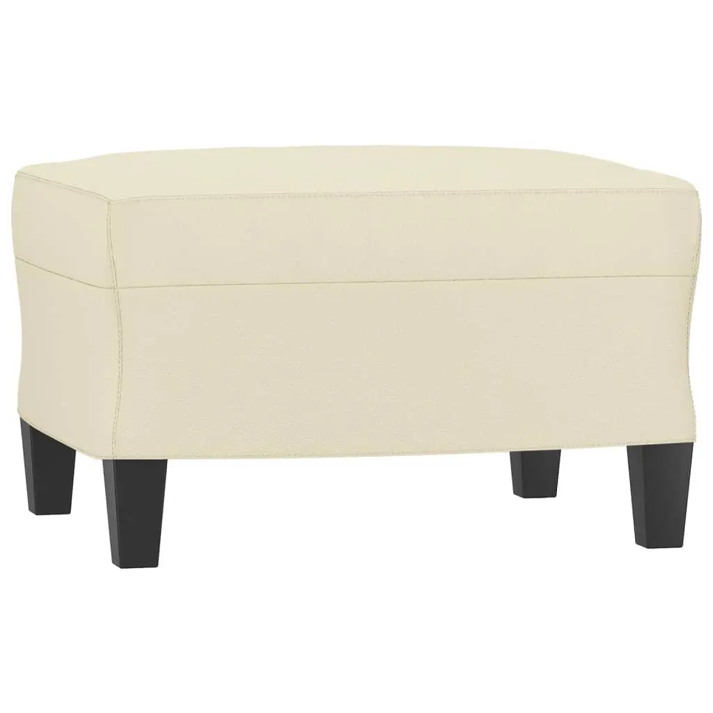 3 Piece Cream Faux Leather Sofa Set with Footstool Living Room Furniture