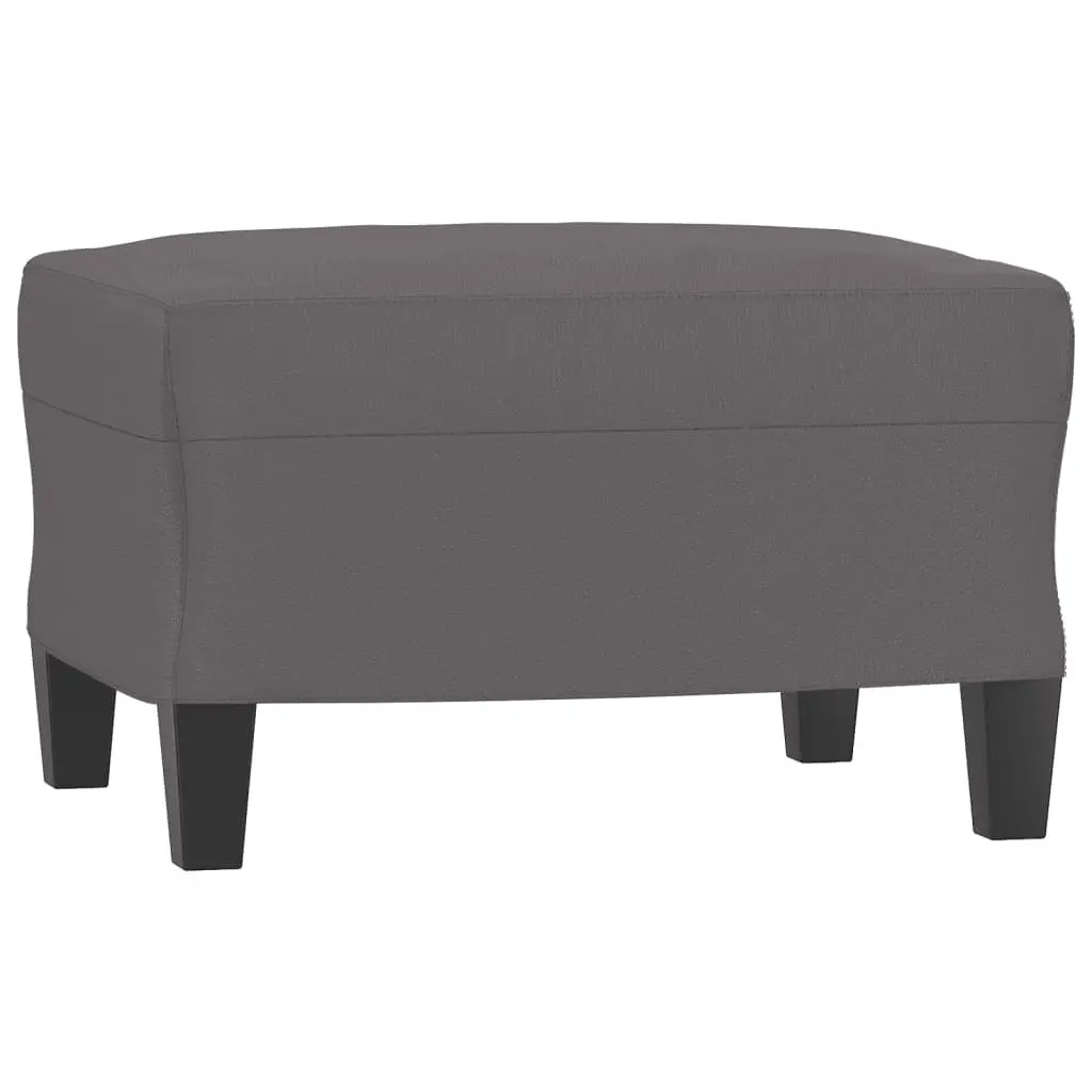 3 Piece Sofa Set Grey Faux Leather with Cushions