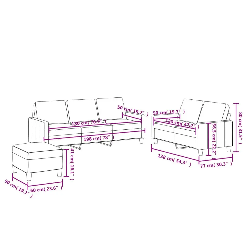 3 Piece Sofa Set Grey Faux Leather with Cushions