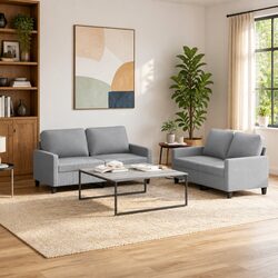 Cozy Grey Fabric Sofa Set 2 Piece Suite with Cushions