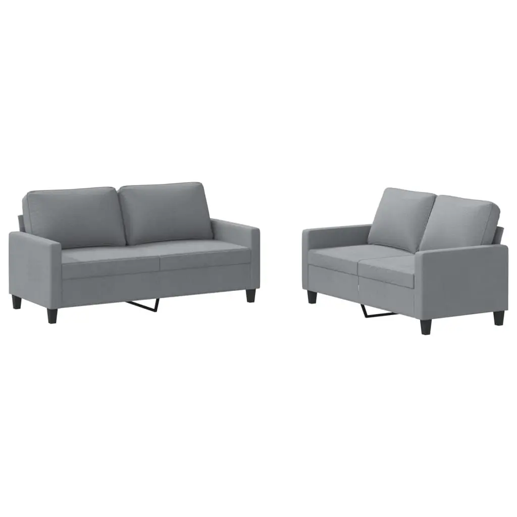 Grey Fabric Sofa Set 2 Piece Suite Plywood Metal Living Room Seating