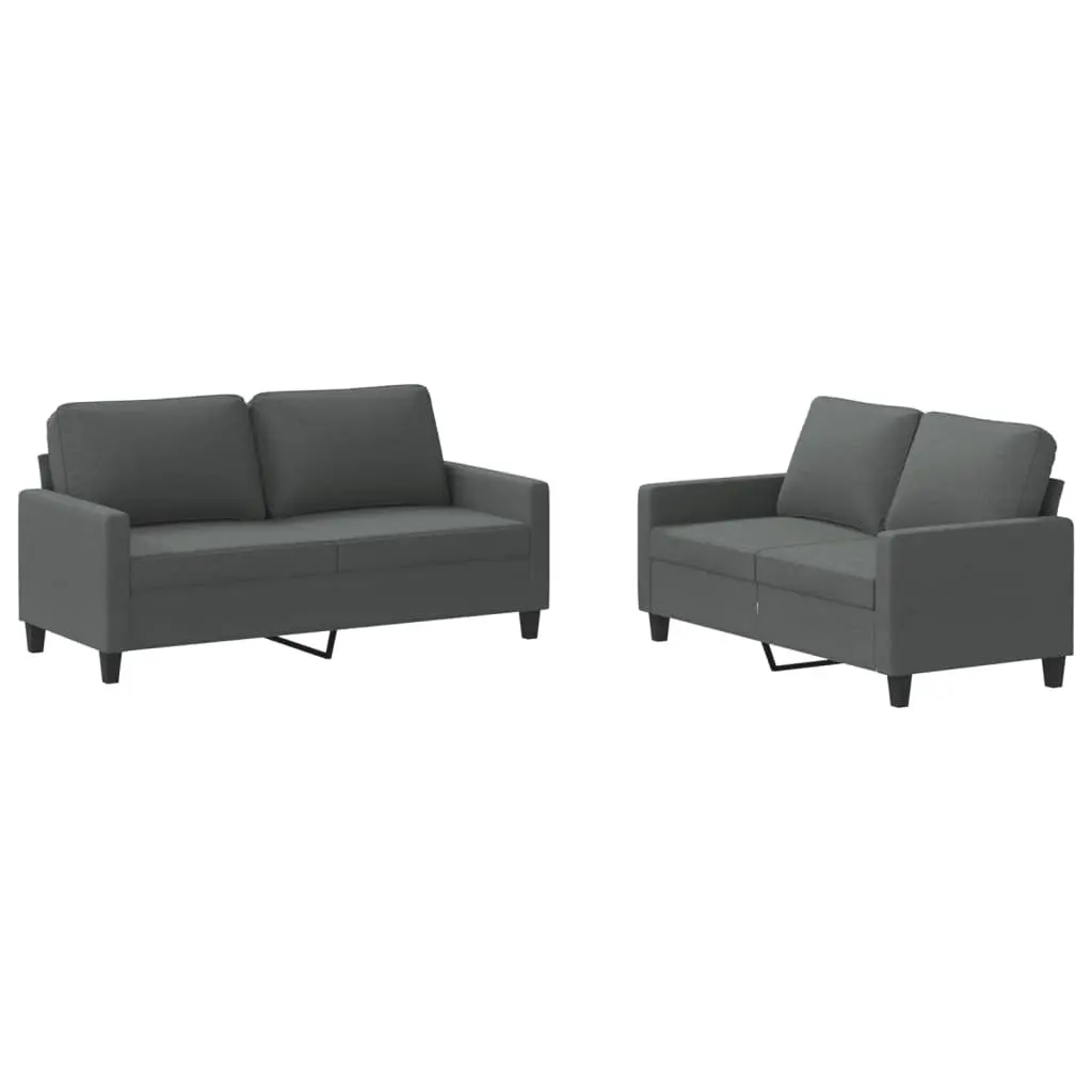 Sofa Set Grey Fabric 2 Piece Couch Lounge Suite