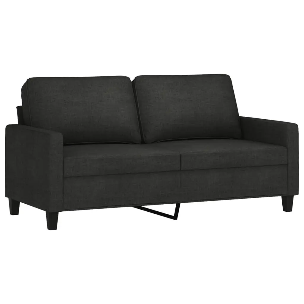 2 Piece Sofa Set Black Fabric Cushions