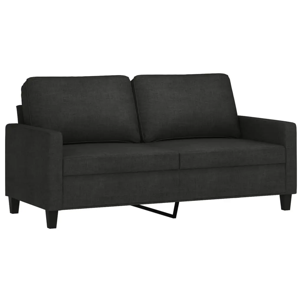 Black Fabric Sofa Set 3 Piece Living Room Furniture Plywood and Metal Frame