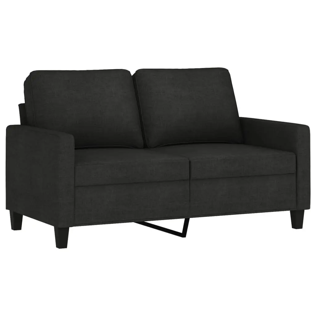 Black Fabric Sofa Set 3 Piece Living Room Furniture Plywood and Metal Frame
