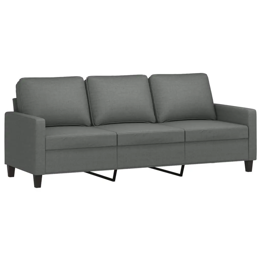 2 Piece Grey Fabric Sofa Set with Cushions Plywood and Metal Frame