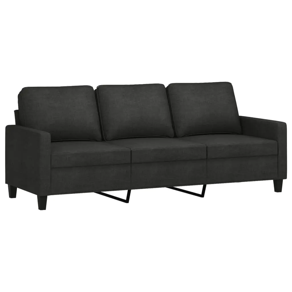 2 Piece Sofa Set Black Fabric Lounge Suite Comfortable Cushioned Seating Living