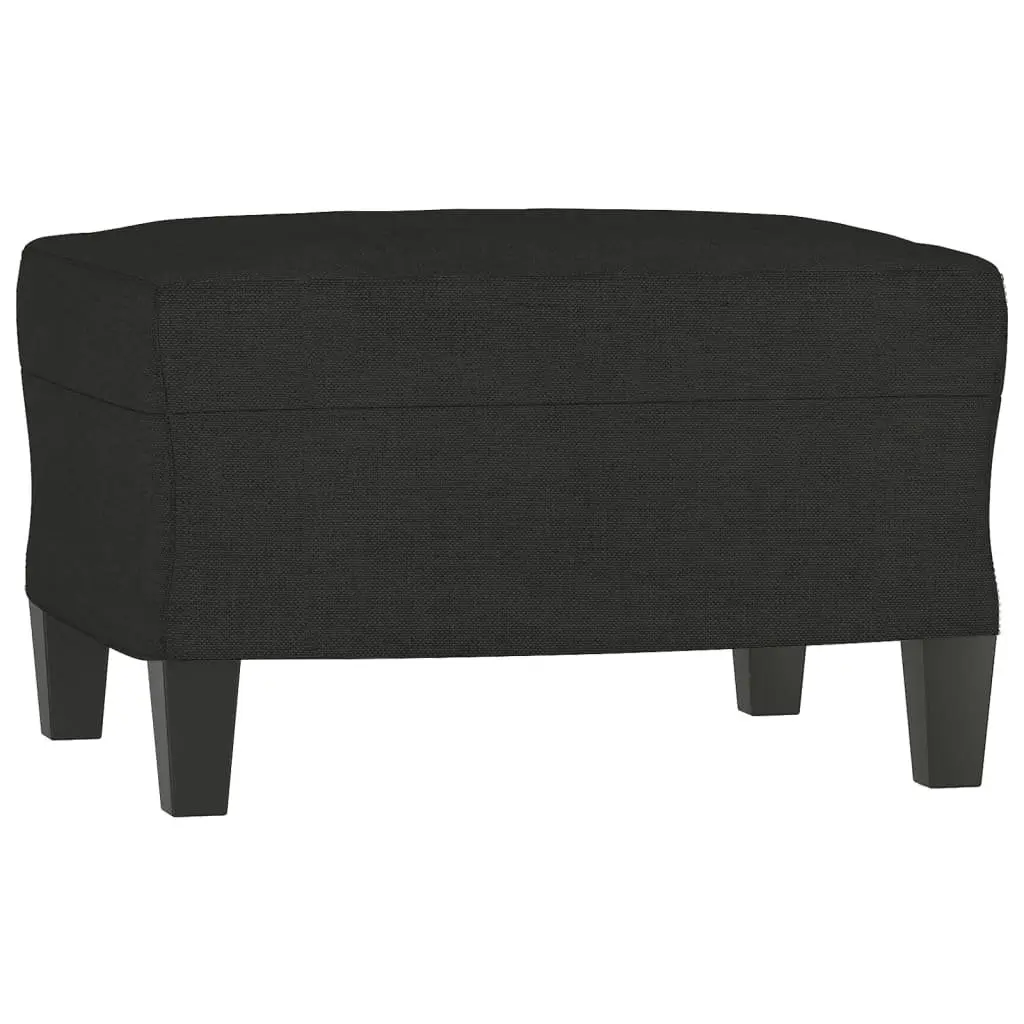 3 Piece Sofa Set with Cushions Black Fabric Lounge Couch Footstool Living Room