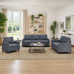 Grey Velvet 3 Piece Sofa Set for Cozy Living