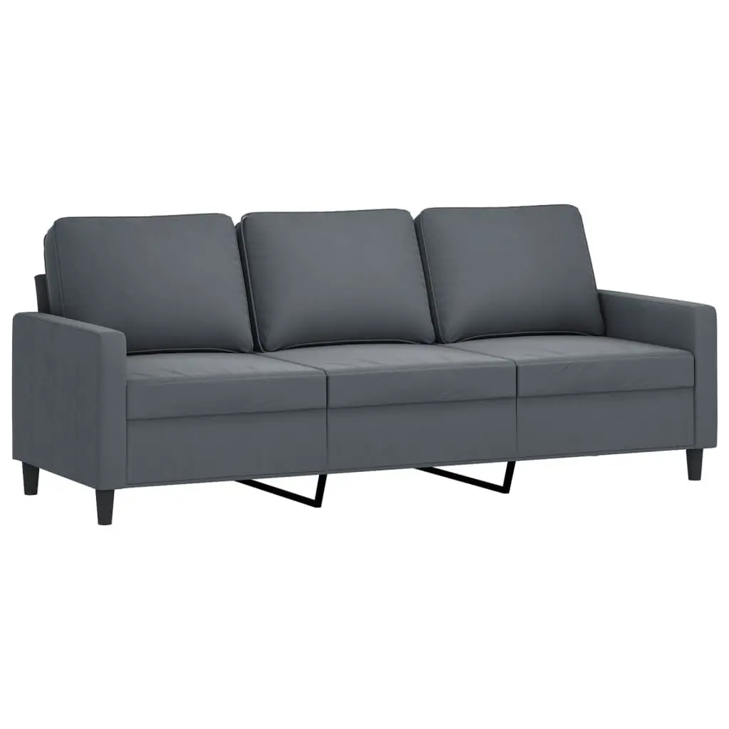 Sofa Set Grey Velvet 4 Piece Living Room Furniture