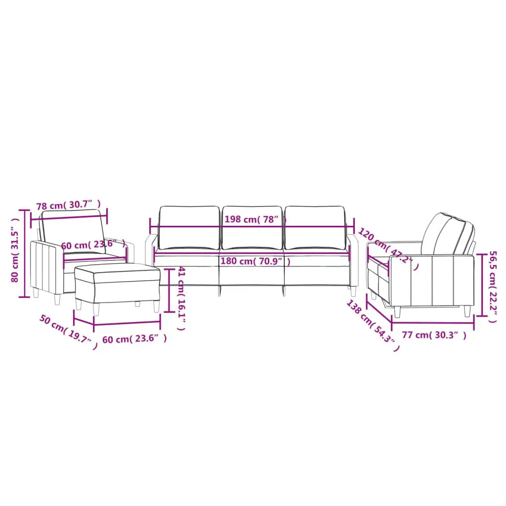 Sofa Set Black Velvet 4 Piece Living Room Furniture Plywood Metal