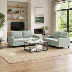 Cozy Grey Velvet 2 Piece Sofa Set for Your Living Room