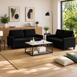 Cozy 2-Piece Velvet Sofa Set in Black