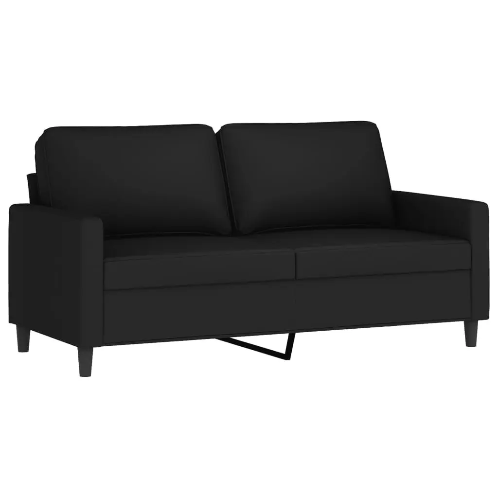 3 Piece Sofa Set Black Velvet Compact Living Room Furniture