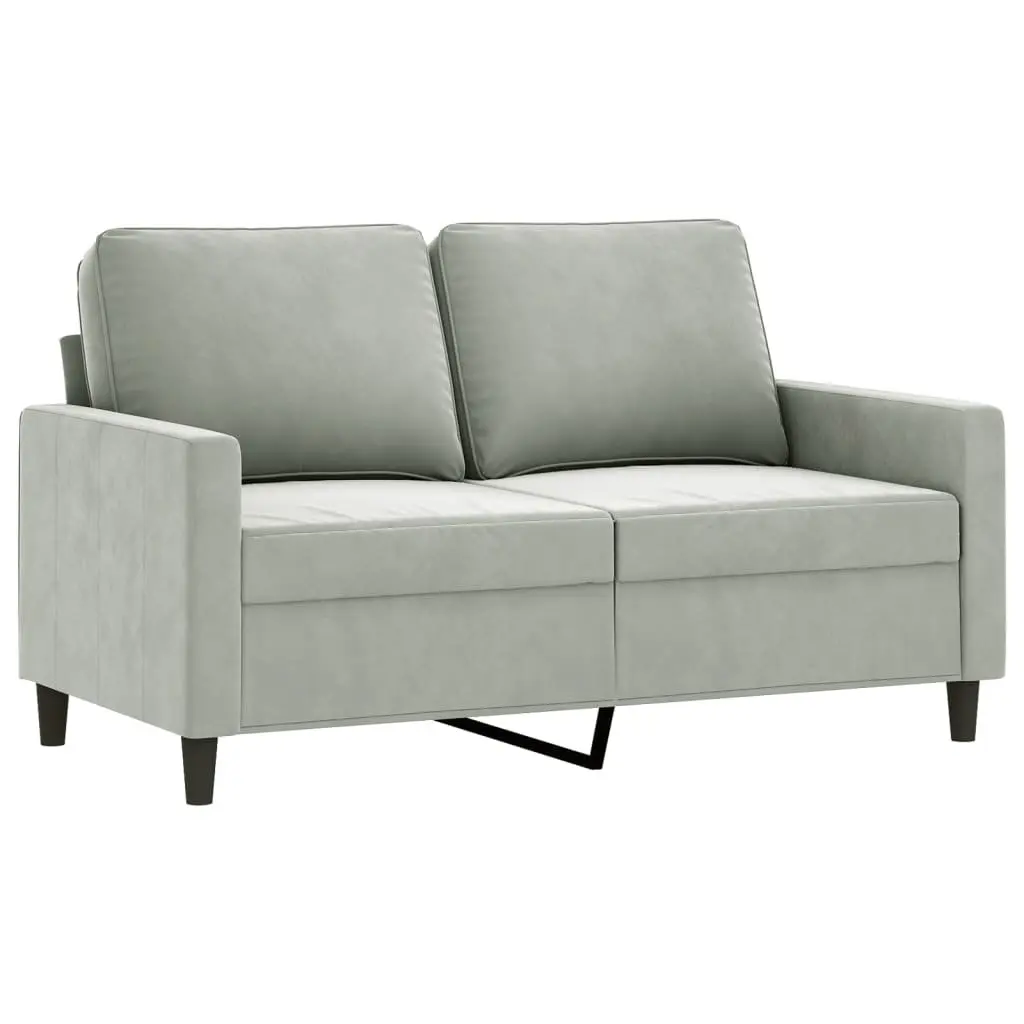 2 Piece Sofa Set Grey Velvet Soft Cushioned Lounge Seating