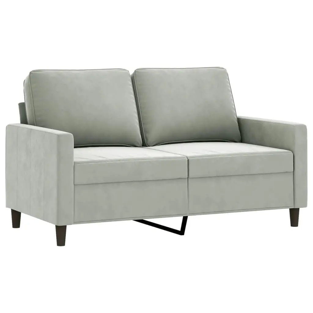 3 Piece Sofa Set Grey Velvet Lounge Plywood and Metal Frame