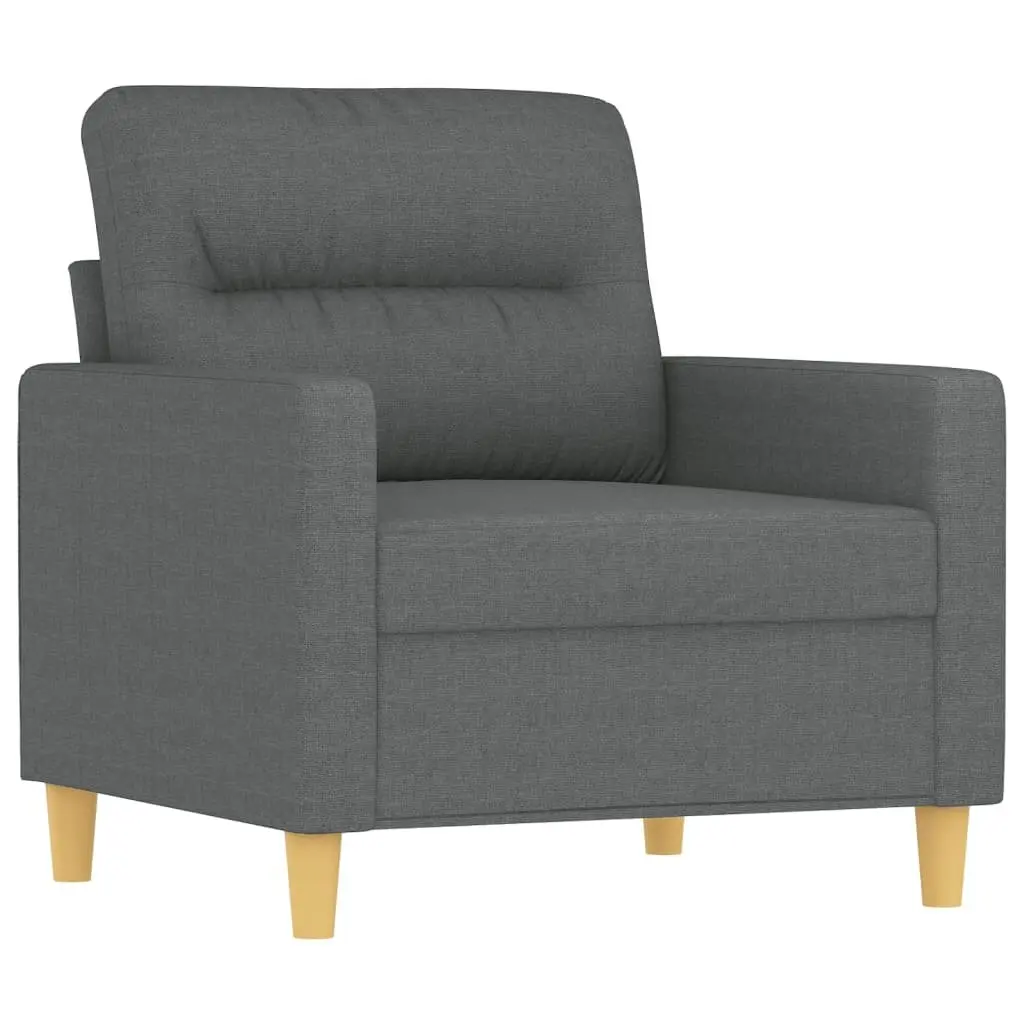 4 Piece Grey Fabric Sofa Set Contemporary Padded Seat Armrests Living Room