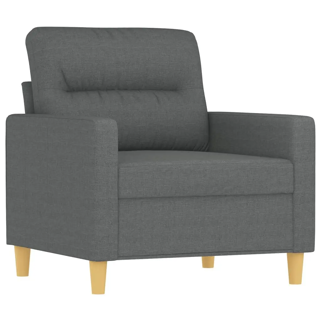 Grey Fabric Sofa Set 3 Piece Lounge Suite Padded Seat Sturdy Frame