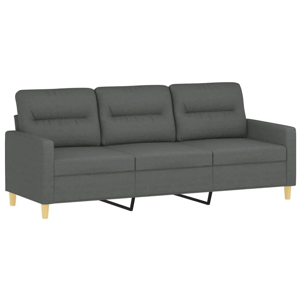Grey Fabric Sofa Set 3 Piece Lounge Suite Padded Seat Sturdy Frame
