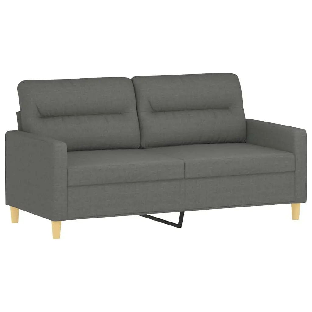 2 Piece Sofa Set Grey Fabric Lounge Suite Plywood and Metal Frame
