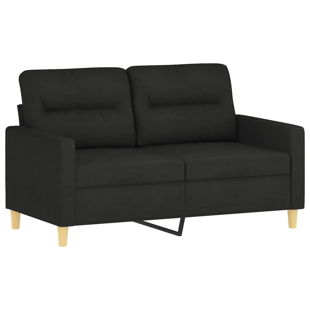 2 Piece Sofa Set Black Fabric Lounge Suite Cushioned Seats