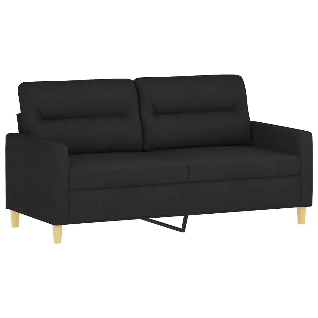 2 Piece Sofa Set Black Fabric Lounge Suite Cushioned Seats