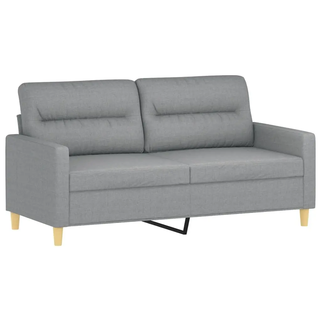 Sofa Set Grey Fabric 2 Piece Lounge Suite Plywood and Metal Frame