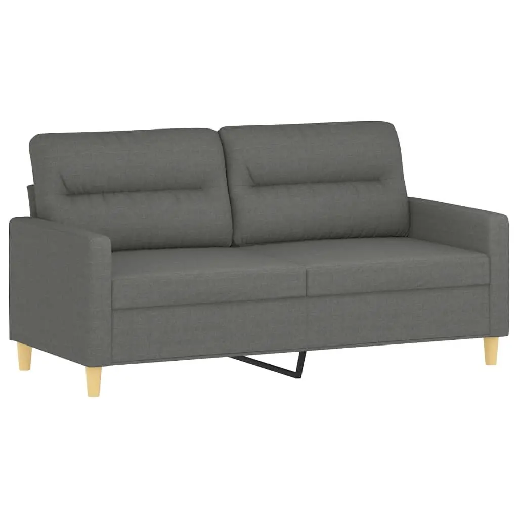 Sofa Set Grey Fabric 2 Piece Lounge Couch Plywood Metal Frame