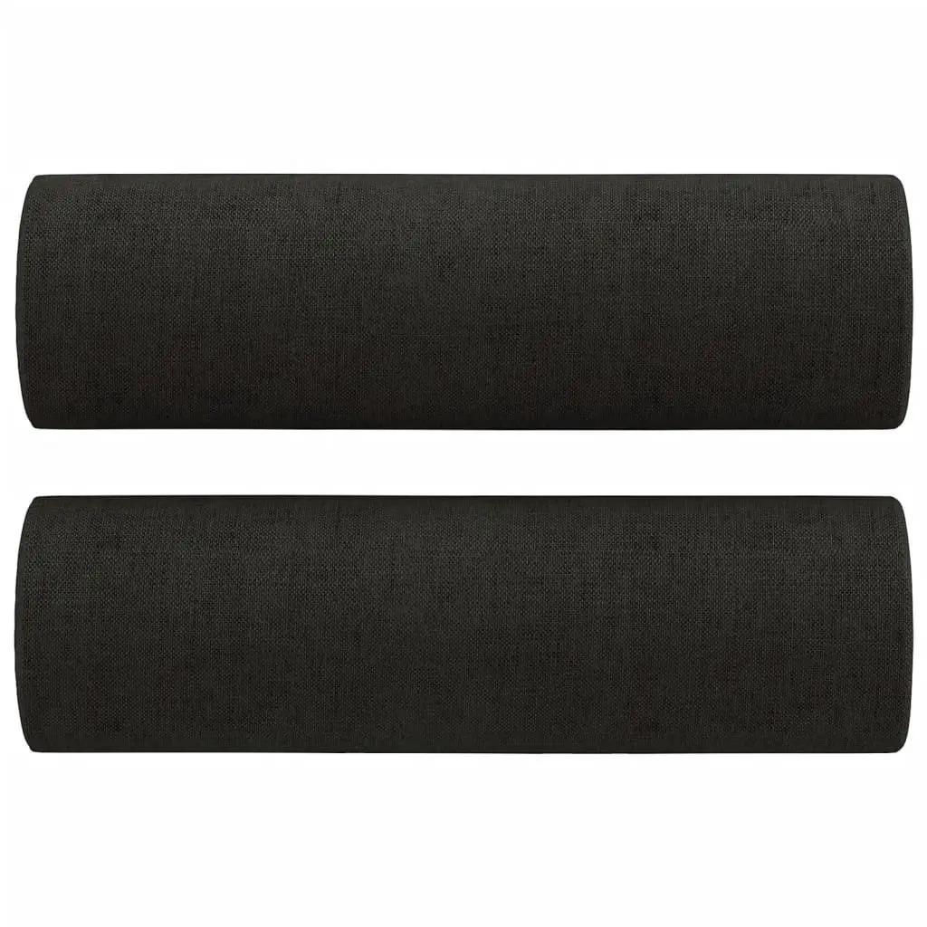 Black Fabric Sofa Set 3 Piece Lounge Suite with Footstool and Pillows for Living Room or Bedroom