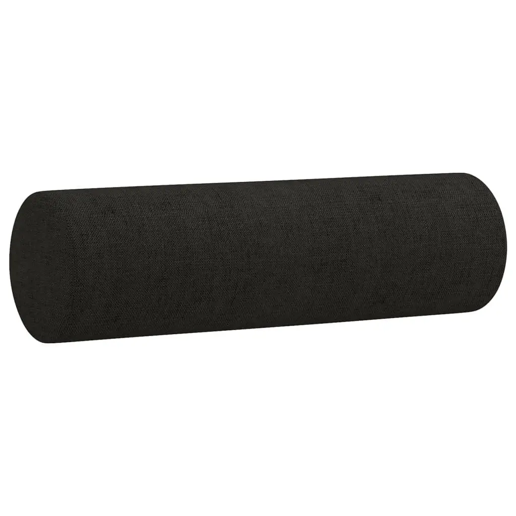 Black Fabric Sofa Set 3 Piece Lounge Suite with Footstool and Pillows for Living Room or Bedroom
