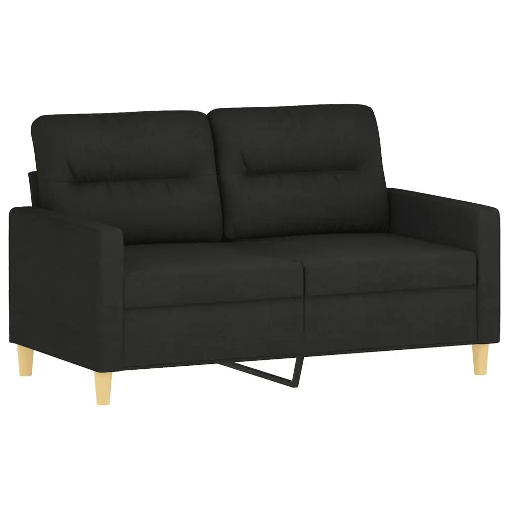 Black Fabric 2 Piece Sofa Set with Cushions Living Room Furniture