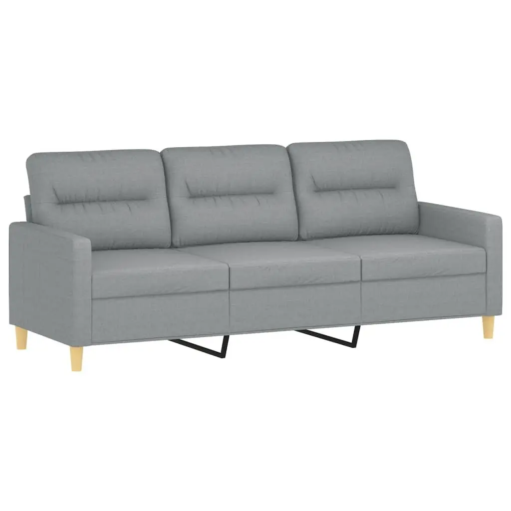 2 Piece Sofa Set Grey Fabric Living Room Couch with Pillows Comfortable Seating