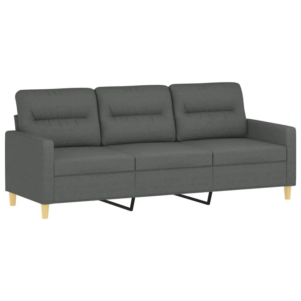 2 Piece Sofa Set Grey Fabric Couch with Pillows Comfortable Seating Living Room
