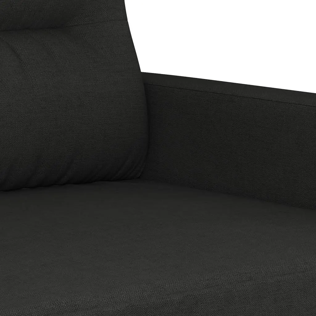 2 Piece Fabric Sofa Set Black with Roll Pillows Lounge Suite Comfortable Seating
