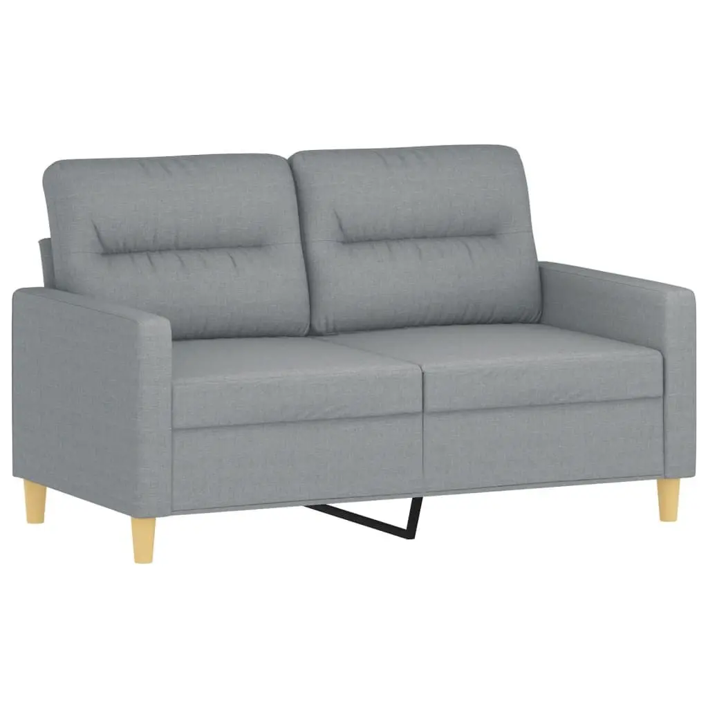3 Piece Sofa Set Grey Fabric Couch with Pillows Footstool Living Room Furniture