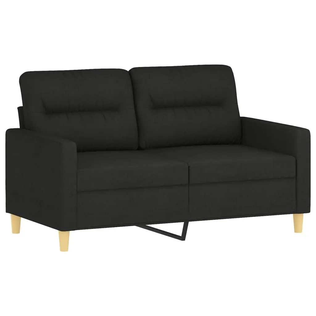3 Piece Sofa Set Black Fabric Lounge Suite Plywood and Metal Frame Thickly Padded Seat and Armrests