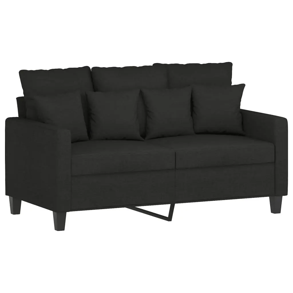 3 Piece Sofa Set Black Fabric Lounge Suite Plywood and Metal Frame