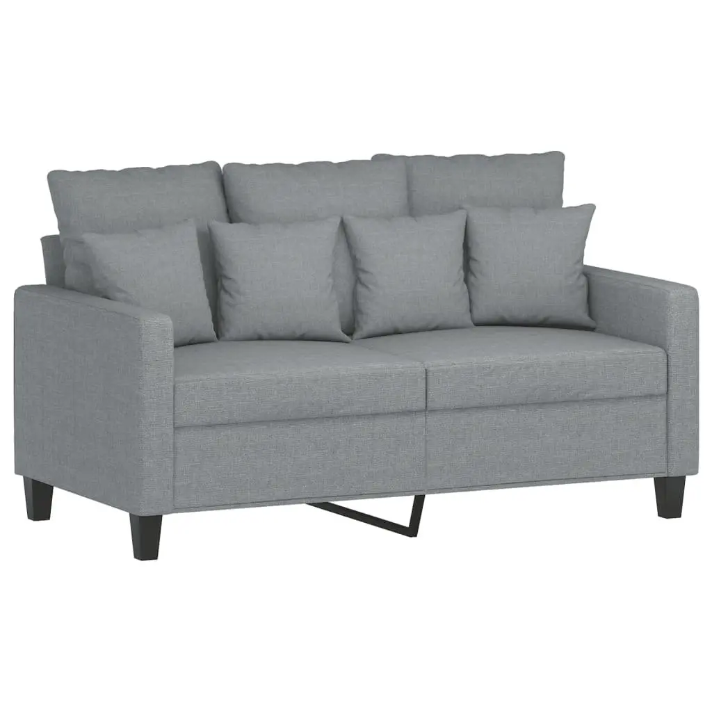 4 Piece Sofa Set Grey Fabric Living Room Couch with Throw Pillows and Footstool