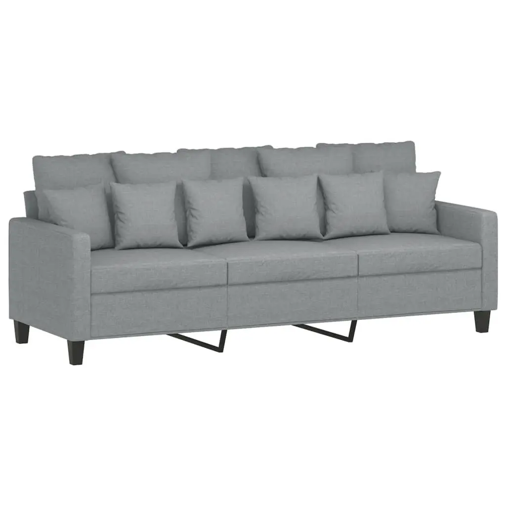 4 Piece Sofa Set Grey Fabric Living Room Couch with Throw Pillows and Footstool